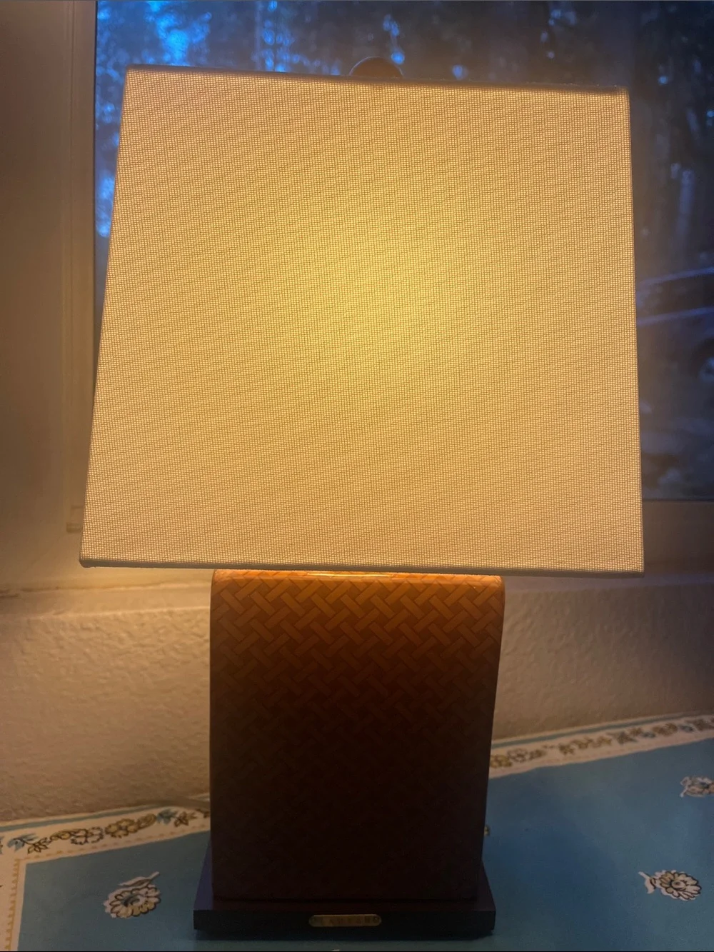 Ralph Lauren Cream Shade Table Lamp with Brown Textured Base